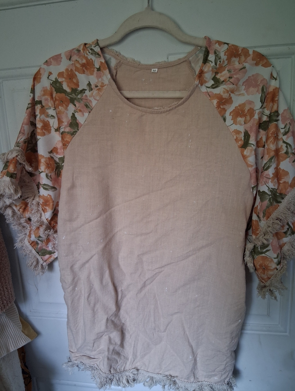 Fall Floral Top with Fringe Trim